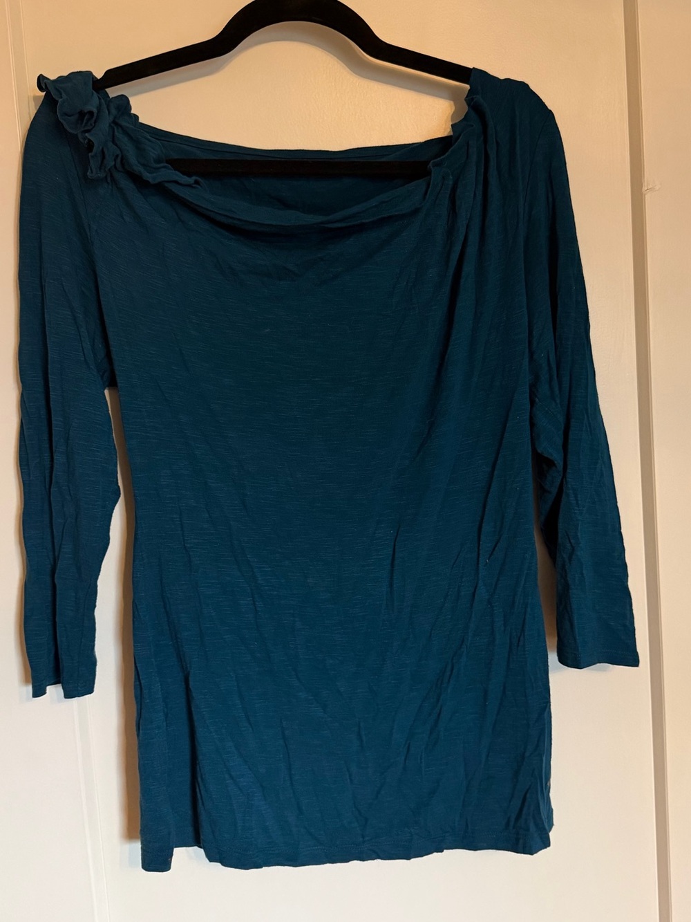 Anthropologie Teal 3/4 Sleeve Top